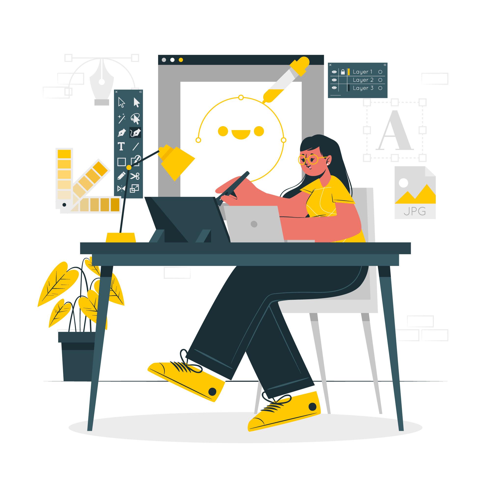 Designers creative workspace